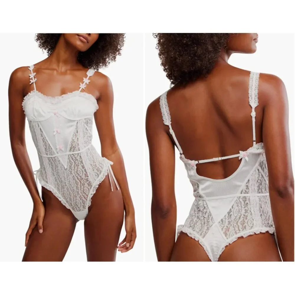 NWT New $98 Free People Sweet Cheeks Thong Bodysuit Size S
